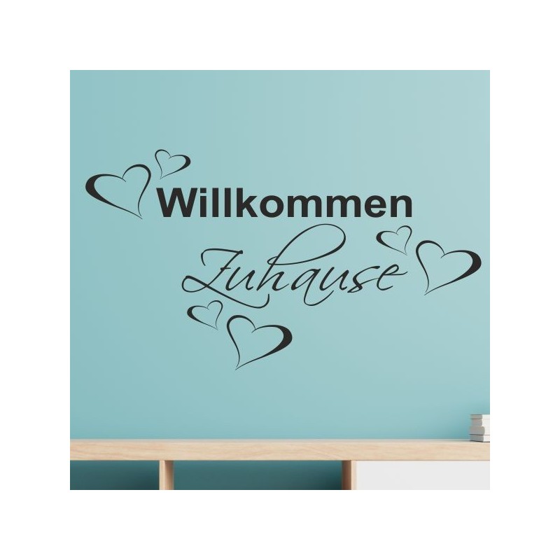 Wandaufkleber Wandtattoo Aufkleber Wand Herzlich Willkommen Schriftzug Tattoo Sprachen Herz Dekor Welcome Zuhause Home Sweet