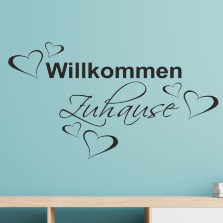 Wandaufkleber Wandtattoo Aufkleber Wand Herzlich Willkommen Schriftzug Tattoo Sprachen Herz Dekor Welcome Zuhause Home Sweet