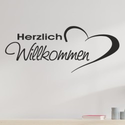 Wandaufkleber Wandtattoo Aufkleber Wand Herzlich Willkommen Schriftzug Tattoo Sprachen Herz Dekor Welcome Zuhause Home Sweet
