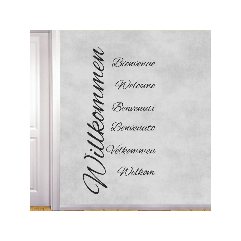 Wandaufkleber Wandtattoo Aufkleber Wand Herzlich Willkommen Schriftzug Tattoo Sprachen Herz Dekor Welcome Zuhause Home Sweet