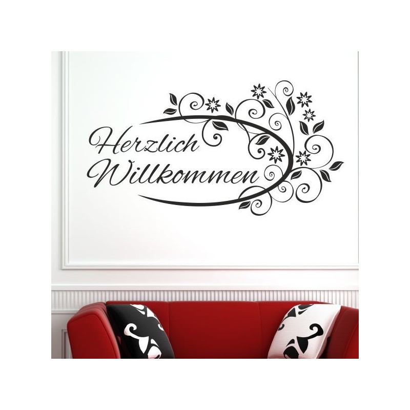 Wandaufkleber Wandtattoo Aufkleber Wand Herzlich Willkommen Schriftzug Tattoo Sprachen Herz Dekor Welcome Zuhause Home Sweet