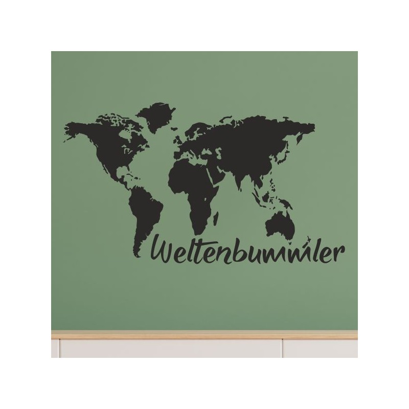 Wandaufkleber Wandtattoo Aufkleber Wand Tattoo Landschaft Berge Alpen Weg Kompass Hirsch Geweih Panorama Wandern Globus Biker