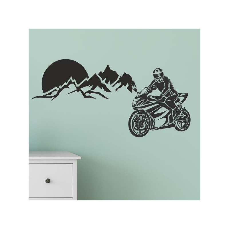 Wandaufkleber Wandtattoo Aufkleber Wand Tattoo Landschaft Berge Alpen Weg Kompass Hirsch Geweih Panorama Wandern Globus Biker