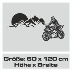 Wandaufkleber Wandtattoo Aufkleber Wand Tattoo Landschaft Berge Alpen Weg Kompass Hirsch Geweih Panorama Wandern Globus Biker