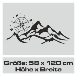 Wandaufkleber Wandtattoo Aufkleber Wand Tattoo Landschaft Berge Alpen Weg Kompass Hirsch Geweih Panorama Wandern Globus Biker