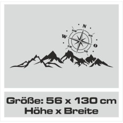 Wandaufkleber Wandtattoo Aufkleber Wand Tattoo Landschaft Berge Alpen Weg Kompass Hirsch Geweih Panorama Wandern Globus Biker