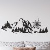 Wandaufkleber Wandtattoo Aufkleber Wand Tattoo Landschaft Berge Alpen Weg Kompass Hirsch Geweih Panorama Wandern Globus Biker