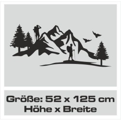 Wandaufkleber Wandtattoo Aufkleber Wand Tattoo Landschaft Berge Alpen Weg Kompass Hirsch Geweih Panorama Wandern Globus Biker