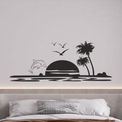 Wandaufkleber Wandtattoo Aufkleber Wand Tattoo Landschaft Berge Alpen Weg Kompass Hirsch Geweih Panorama Wandern Globus Biker