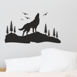 Wandaufkleber Wandtattoo Aufkleber Wand Tattoo Landschaft Berge Alpen Weg Kompass Hirsch Geweih Panorama Wandern Globus Biker