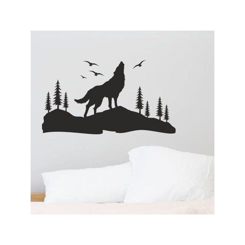 Wandaufkleber Wandtattoo Aufkleber Wand Tattoo Landschaft Berge Alpen Weg Kompass Hirsch Geweih Panorama Wandern Globus Biker