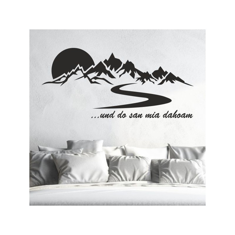 Wandaufkleber Wandtattoo Aufkleber Wand Tattoo Landschaft Berge Alpen Weg Kompass Hirsch Geweih Panorama Wandern Globus Biker