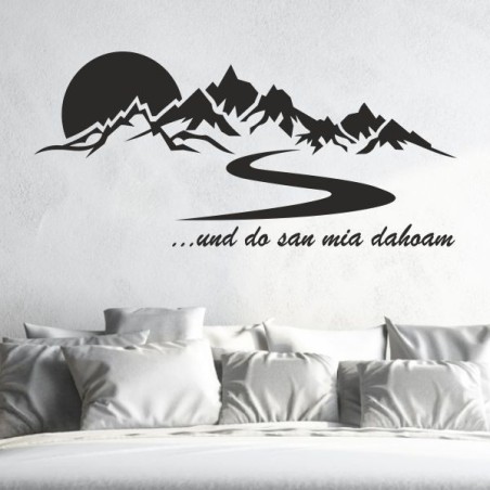 Wandaufkleber Wandtattoo Aufkleber Wand Tattoo Landschaft Berge Alpen Weg Kompass Hirsch Geweih Panorama Wandern Globus Biker