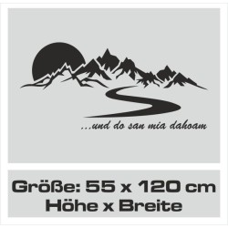 Wandaufkleber Wandtattoo Aufkleber Wand Tattoo Landschaft Berge Alpen Weg Kompass Hirsch Geweih Panorama Wandern Globus Biker