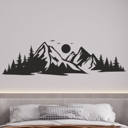 Wandaufkleber Wandtattoo Aufkleber Wand Tattoo Landschaft Berge Alpen Weg Kompass Hirsch Geweih Panorama Wandern Globus Biker