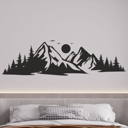 Wandaufkleber Wandtattoo Aufkleber Wand Tattoo Landschaft Berge Alpen Weg Kompass Hirsch Geweih Panorama Wandern Globus Biker