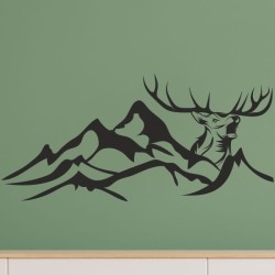 Wandaufkleber Wandtattoo Aufkleber Wand Tattoo Landschaft Berge Alpen Weg Kompass Hirsch Geweih Panorama Wandern Globus Biker