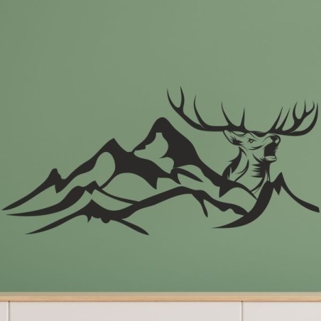 Wandaufkleber Wandtattoo Aufkleber Wand Tattoo Landschaft Berge Alpen Weg Kompass Hirsch Geweih Panorama Wandern Globus Biker