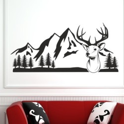 Wandaufkleber Wandtattoo Aufkleber Wand Tattoo Landschaft Berge Alpen Weg Kompass Hirsch Geweih Panorama Wandern Globus Biker