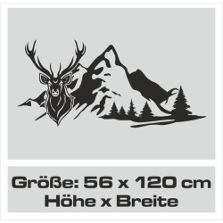 Wandaufkleber Wandtattoo Aufkleber Wand Tattoo Landschaft Berge Alpen Weg Kompass Hirsch Geweih Panorama Wandern Globus Biker