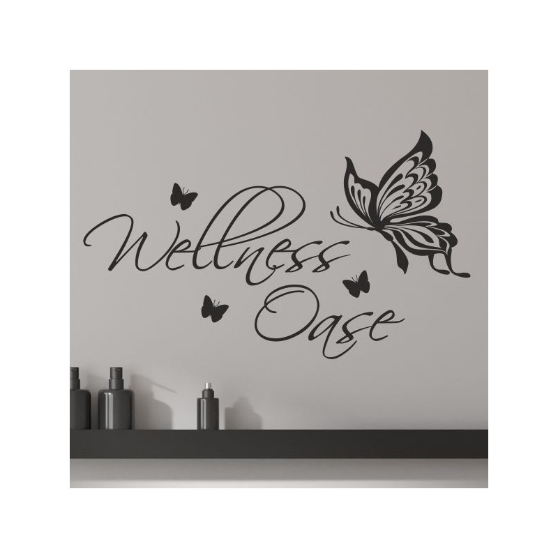 Wandaufkleber Wandtattoo Aufkleber Wand Tattoo Bad Wellness Oase Lounge Relax Spa Erholung Delphin Wasser Meer Blumen Ranke
