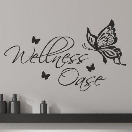 Wandaufkleber Wandtattoo Aufkleber Wand Tattoo Bad Wellness Oase Lounge Relax Spa Erholung Delphin Wasser Meer Blumen Ranke