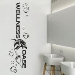Wandaufkleber Wandtattoo Aufkleber Wand Tattoo Bad Wellness Oase Lounge Relax Spa Erholung Delphin Wasser Meer Blumen Ranke
