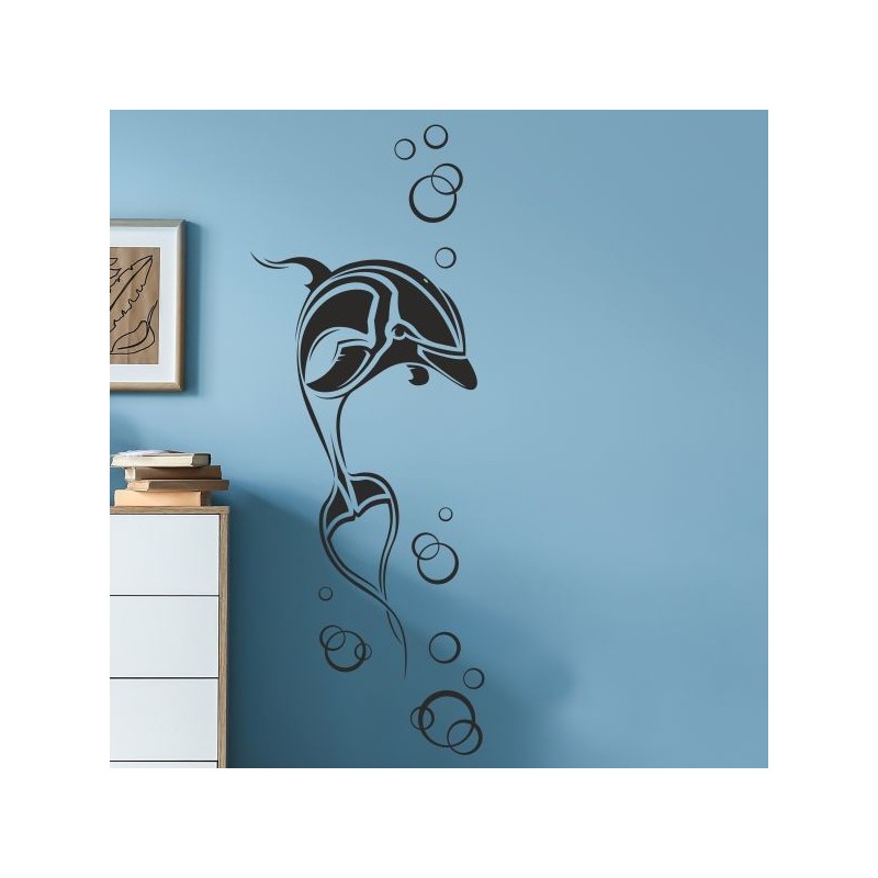 Wandaufkleber Wandtattoo Aufkleber Wand Tattoo Bad Wellness Oase Lounge Relax Spa Erholung Delphin Wasser Meer Blumen Ranke