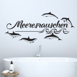 Wandaufkleber Wandtattoo Aufkleber Wand Tattoo Bad Wellness Oase Lounge Relax Spa Erholung Delphin Wasser Meer Blumen Ranke