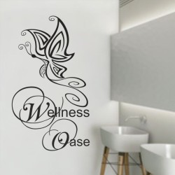 Wandaufkleber Wandtattoo Aufkleber Wand Tattoo Bad Wellness Oase Lounge Relax Spa Erholung Delphin Wasser Meer Blumen Ranke