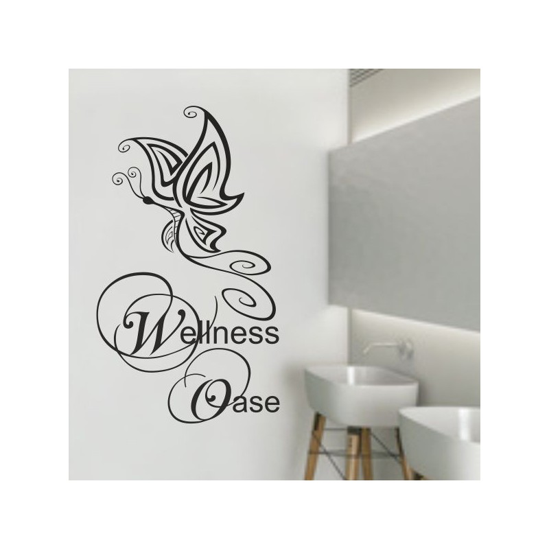 Wandaufkleber Wandtattoo Aufkleber Wand Tattoo Bad Wellness Oase Lounge Relax Spa Erholung Delphin Wasser Meer Blumen Ranke