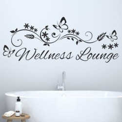 Wandaufkleber Wandtattoo Aufkleber Wand Tattoo Bad Wellness Oase Lounge Relax Spa Erholung Delphin Wasser Meer Blumen Ranke