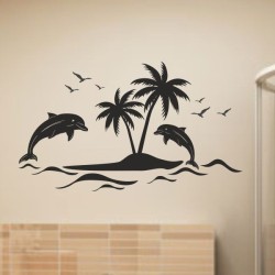 Wandaufkleber Wandtattoo Aufkleber Wand Tattoo Bad Wellness Oase Lounge Relax Spa Erholung Delphin Wasser Meer Blumen Ranke