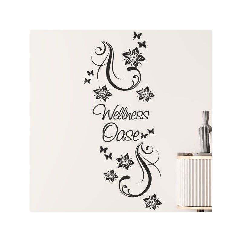 Wandaufkleber Wandtattoo Aufkleber Wand Tattoo Bad Wellness Oase Lounge Relax Spa Erholung Delphin Wasser Meer Blumen Ranke