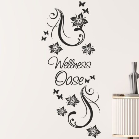 Wandaufkleber Wandtattoo Aufkleber Wand Tattoo Bad Wellness Oase Lounge Relax Spa Erholung Delphin Wasser Meer Blumen Ranke
