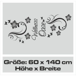 Wandaufkleber Wandtattoo Aufkleber Wand Tattoo Bad Wellness Oase Lounge Relax Spa Erholung Delphin Wasser Meer Blumen Ranke