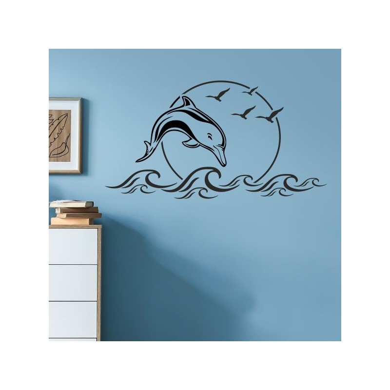 Wandaufkleber Wandtattoo Aufkleber Wand Tattoo Bad Wellness Oase Lounge Relax Spa Erholung Delphin Wasser Meer Blumen Ranke