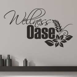 Wandaufkleber Wandtattoo Aufkleber Wand Tattoo Bad Wellness Oase Lounge Relax Spa Erholung Delphin Wasser Meer Blumen Ranke