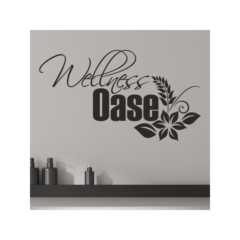 Wandaufkleber Wandtattoo Aufkleber Wand Tattoo Bad Wellness Oase Lounge Relax Spa Erholung Delphin Wasser Meer Blumen Ranke