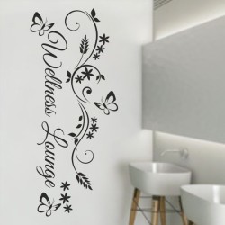 Wandaufkleber Wandtattoo Aufkleber Wand Tattoo Bad Wellness Oase Lounge Relax Spa Erholung Delphin Wasser Meer Blumen Ranke