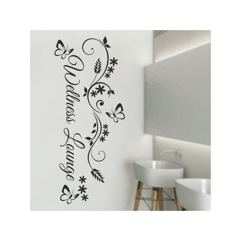 Wandaufkleber Wandtattoo Aufkleber Wand Tattoo Bad Wellness Oase Lounge Relax Spa Erholung Delphin Wasser Meer Blumen Ranke