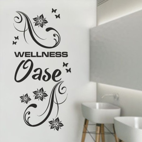 Wandaufkleber Wandtattoo Aufkleber Wand Tattoo Bad Wellness Oase Lounge Relax Spa Erholung Delphin Wasser Meer Blumen Ranke