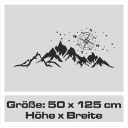 Wandaufkleber Wandtattoo Aufkleber Wand Tattoo Landschaft Berge Alpen Weg Kompass Hirsch Geweih Panorama Wandern Globus Biker