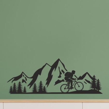 Wandaufkleber Wandtattoo Aufkleber Wand Tattoo Landschaft Berge Alpen Weg Kompass Hirsch Geweih Panorama Wandern Globus Biker