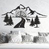 Wandaufkleber Wandtattoo Aufkleber Wand Tattoo Landschaft Berge Alpen Weg Kompass Hirsch Geweih Panorama Wandern Globus Biker