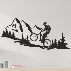 Wandaufkleber Wandtattoo Aufkleber Wand Tattoo Landschaft Berge Alpen Weg Kompass Hirsch Geweih Panorama Wandern Globus Biker