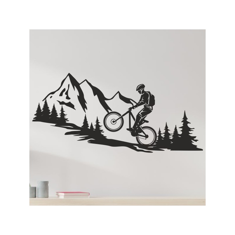 Wandaufkleber Wandtattoo Aufkleber Wand Tattoo Landschaft Berge Alpen Weg Kompass Hirsch Geweih Panorama Wandern Globus Biker