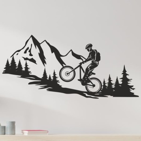 Wandaufkleber Wandtattoo Aufkleber Wand Tattoo Landschaft Berge Alpen Weg Kompass Hirsch Geweih Panorama Wandern Globus Biker