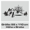 Wandaufkleber Wandtattoo Aufkleber Wand Tattoo Landschaft Berge Alpen Weg Kompass Hirsch Geweih Panorama Wandern Globus Biker