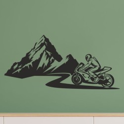 Wandaufkleber Wandtattoo Aufkleber Wand Tattoo Landschaft Berge Alpen Weg Kompass Hirsch Geweih Panorama Wandern Globus Biker